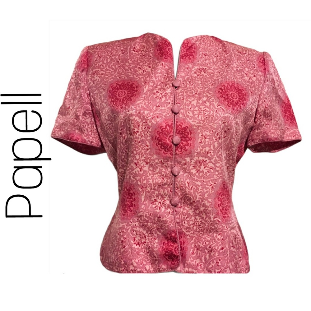 Vintage Papell Petites Silk Short Sleeve Blazer